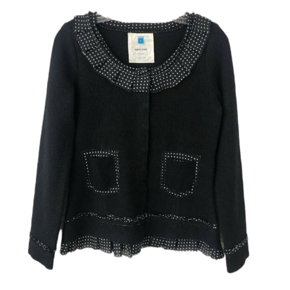 Anthropologie Sparrow Au Fait Merino Wool Ruffle Sweater Cardigan S - Picture 2 of 4